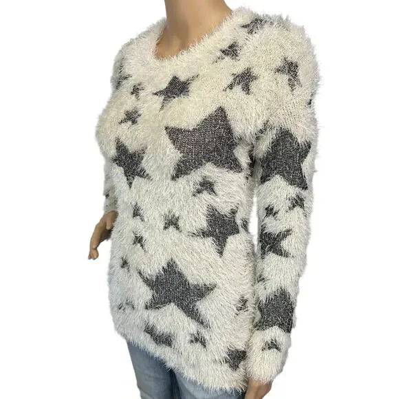 2/$15 Yoki Eyelash Star Furry Sweater Ivory Plush Size S - Picture 4 of 13